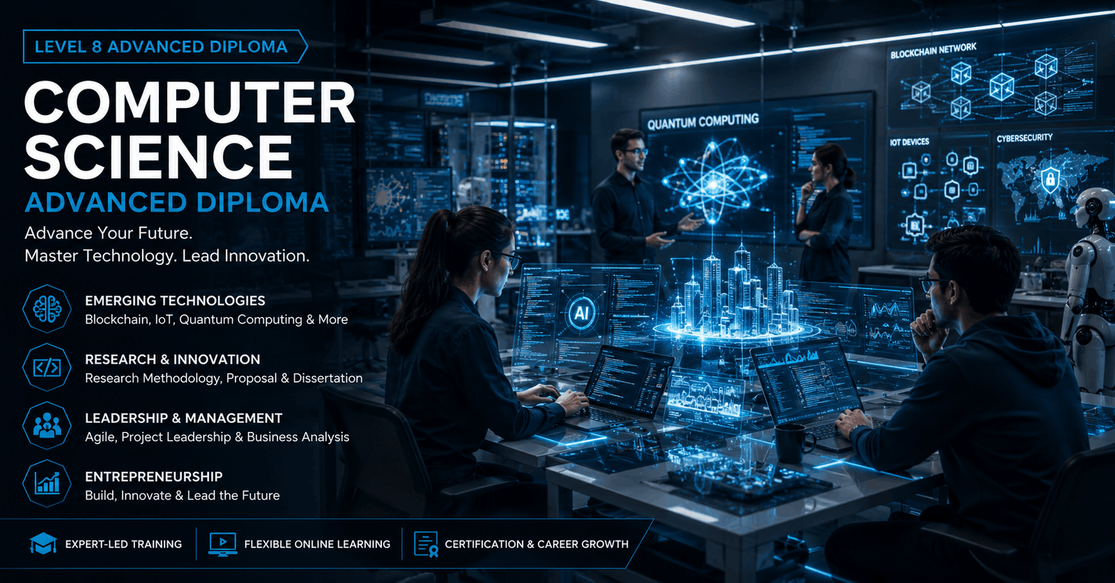 Advanced technology workspace for Computer Science Diploma online training