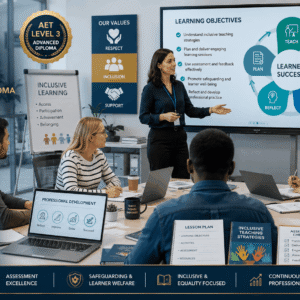 Education and Training Diploma course with tutor leading an inclusive classroom learning session