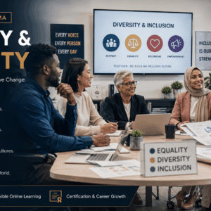 Diverse professionals collaborating in an inclusive workplace for Equality Diversity Diploma training