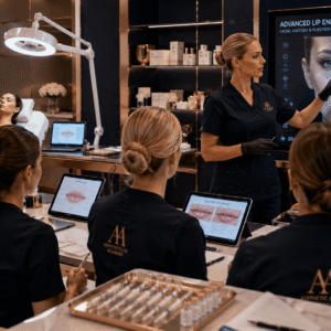 Advanced Lip Filler Diploma training with aesthetic practitioner performing advanced cosmetic consultation and injection planning