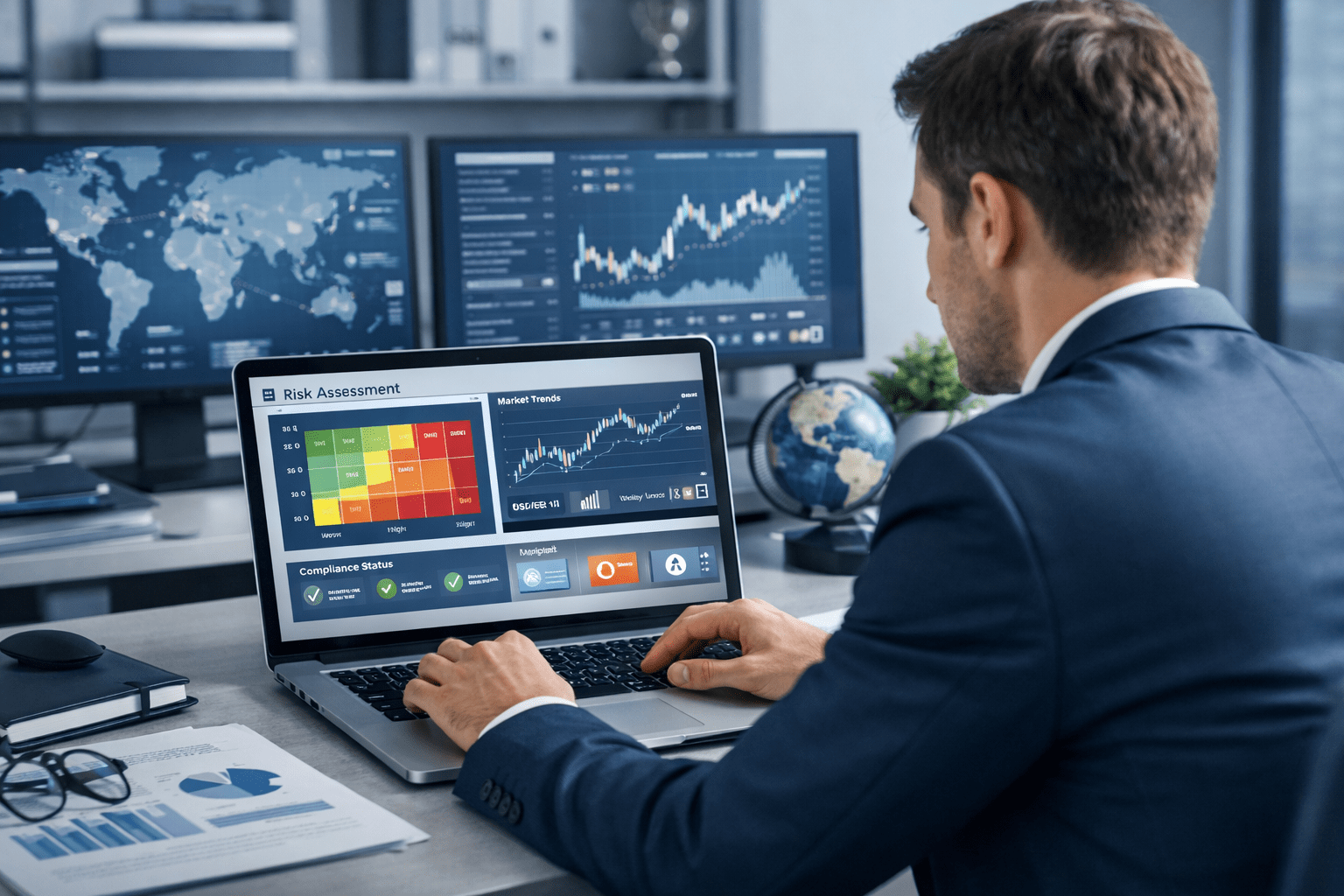 Professional learning environment for advanced risk management Level 3 Diploma with digital dashboards and global risk analysis