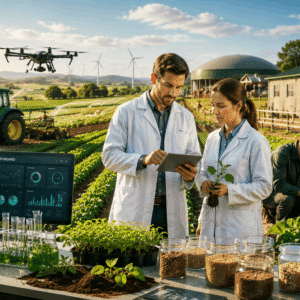 Agricultural Science Course showing smart farming technology, crop management, and sustainable agriculture practices