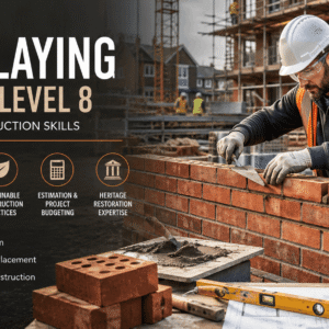 Professional bricklayer working on modern construction site for Bricklaying Diploma Level 8 course