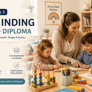 Professional childminder engaging children in educational activities for Childminding Advanced Diploma training