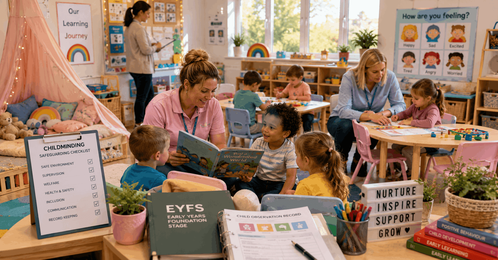 Childminding Diploma training with early years educators, children learning activities, safeguarding and childcare environment