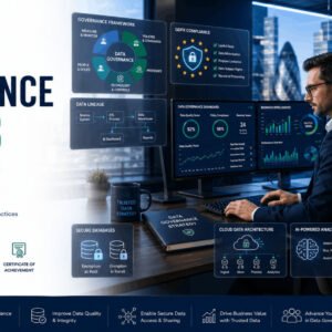 Professional Data Governance Diploma course featuring data security, GDPR compliance, governance frameworks, and data management.