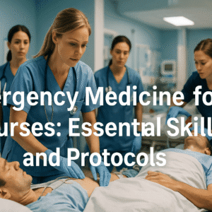 Nurses providing emergency care and triage in a modern hospital training for emergency medicine for nurses course
