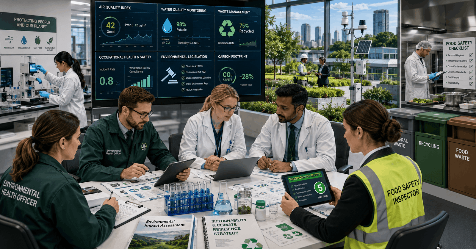 Environmental Health Diploma training with pollution control, food safety, and sustainability professionals