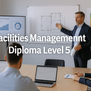 UK professionals in a modern training room learning strategic planning and building operations for the Facilities Management Diploma Level 5.