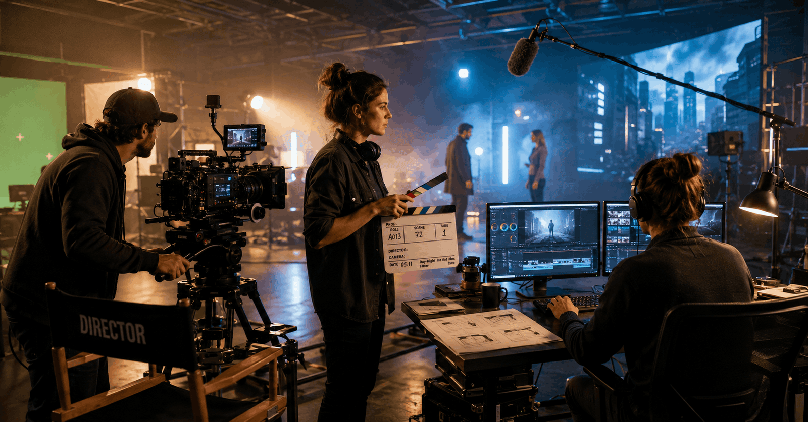 Creative film production studio scene for Filmmaking Diploma Level 5 online course