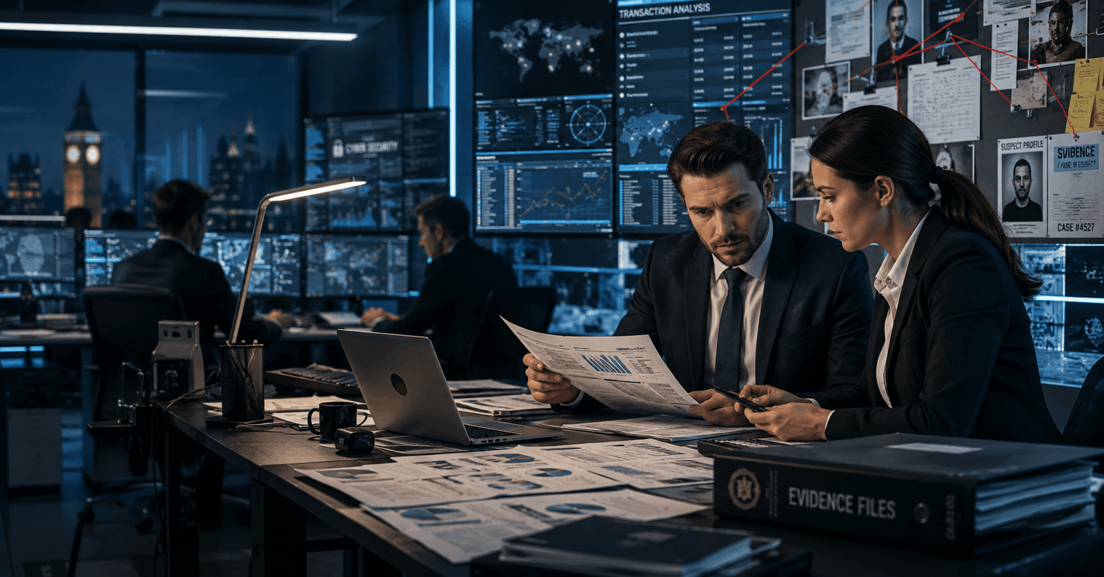 Professional investigator analysing cybercrime evidence in a Fraud Investigation Course setting