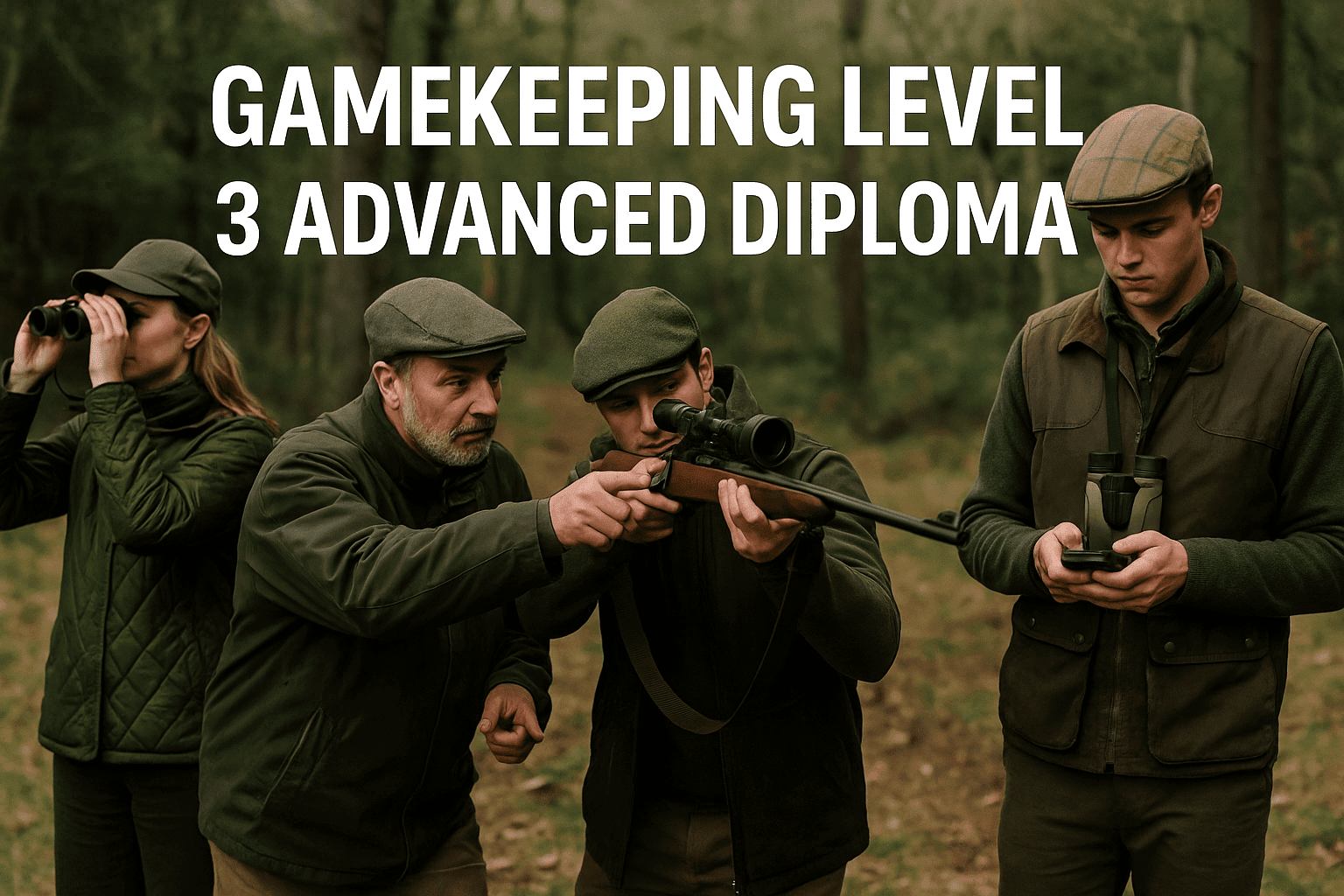 Gamekeeping Level 3 Diploma students learning wildlife management in UK countryside setting