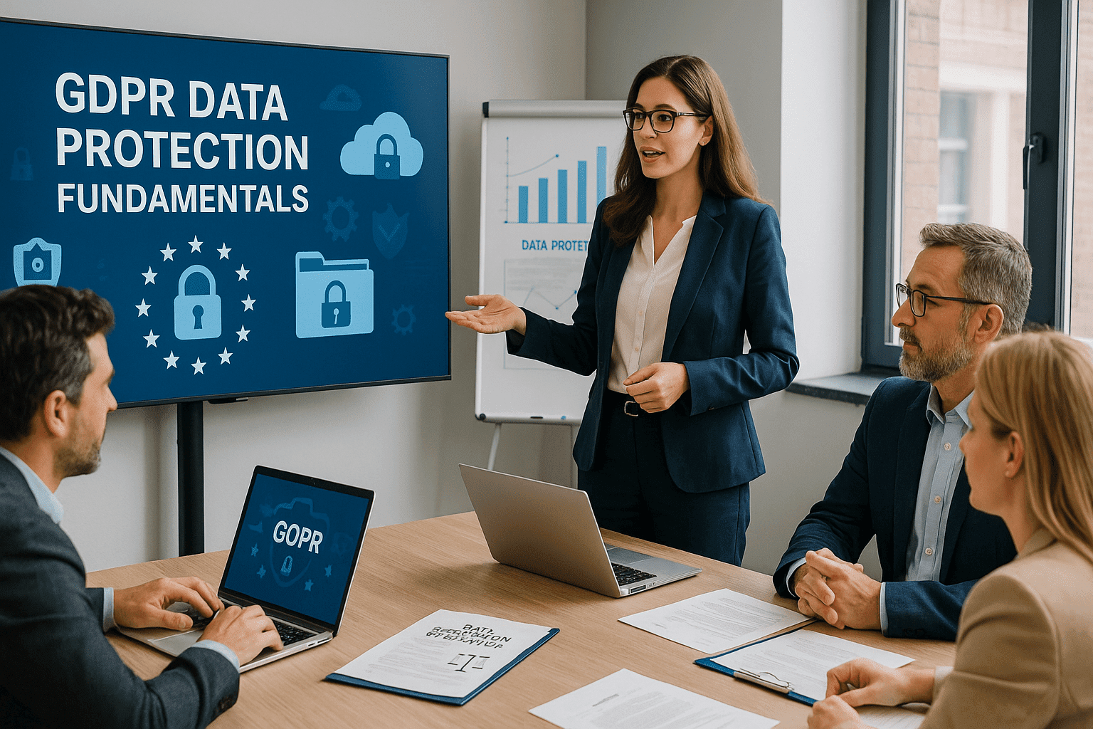 GDPR data protection training session showing professionals learning UK GDPR principles.