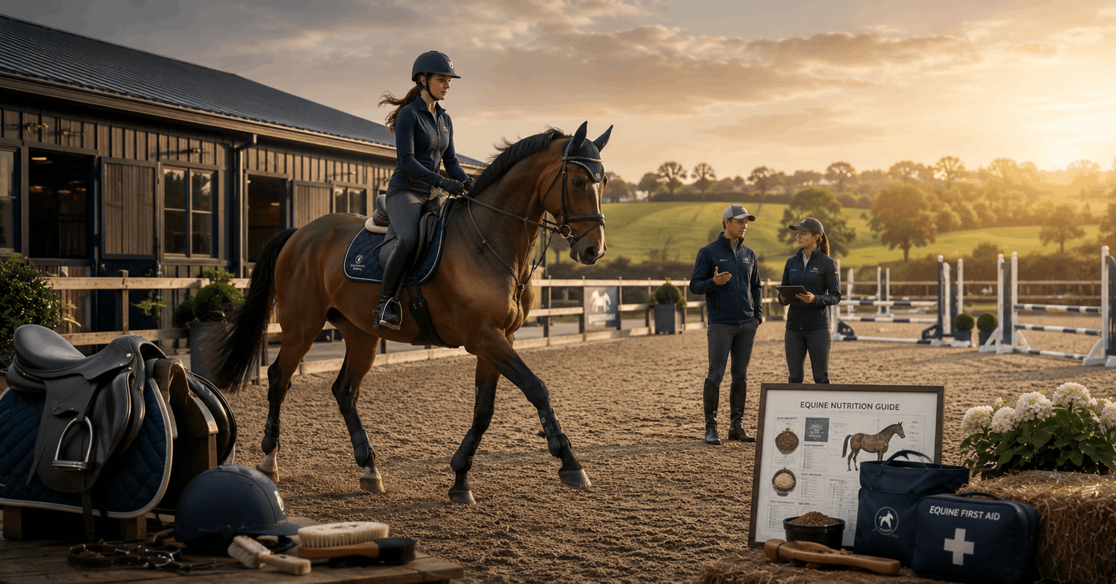 Professional rider training horse during Horse Riding Diploma course