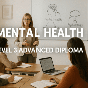 Students studying psychology and counselling during Mental Health Course Level 3 Advanced Diploma training session