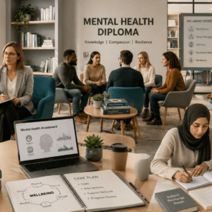 Therapists and mental health professionals in a counselling session for Mental Health Diploma training