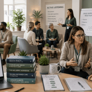 Mental health support training session for Mental Health First Aid Diploma learners and practitioners
