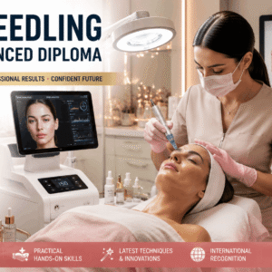 Professional microneedling treatment session in a modern aesthetic skincare clinic environment
