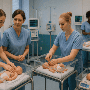 neonatal nursing students caring for premature infants in a neonatal intensive care unit