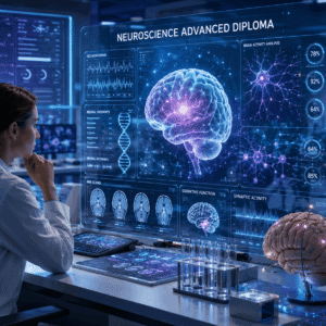 Neuroscience Advanced Diploma banner showing brain research technology and advanced neural science concepts