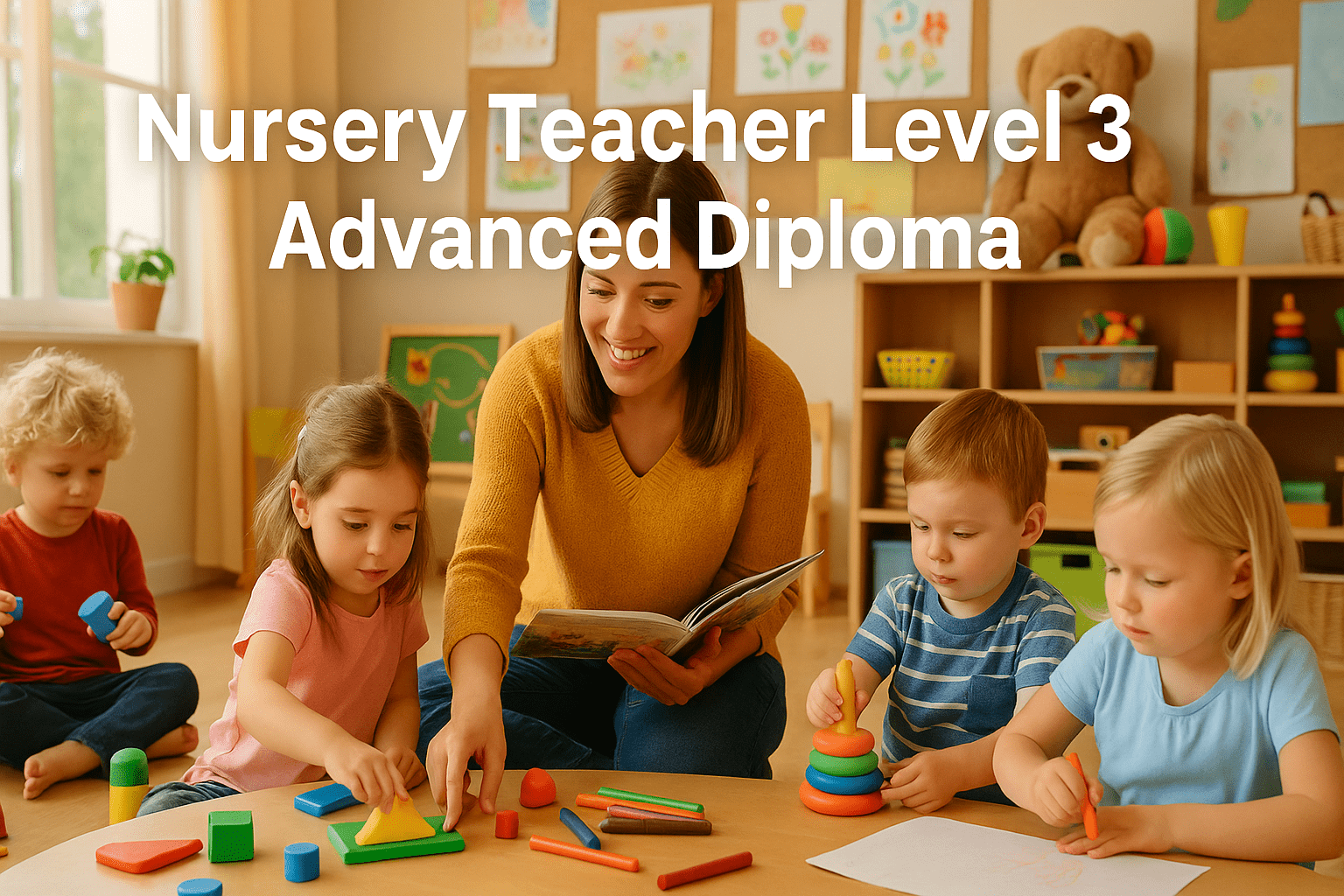 nursery teacher diploma classroom with children learning through play