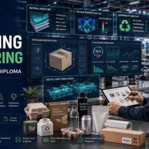 Packaging engineer designing sustainable packaging solutions during Packaging Engineering Diploma training.