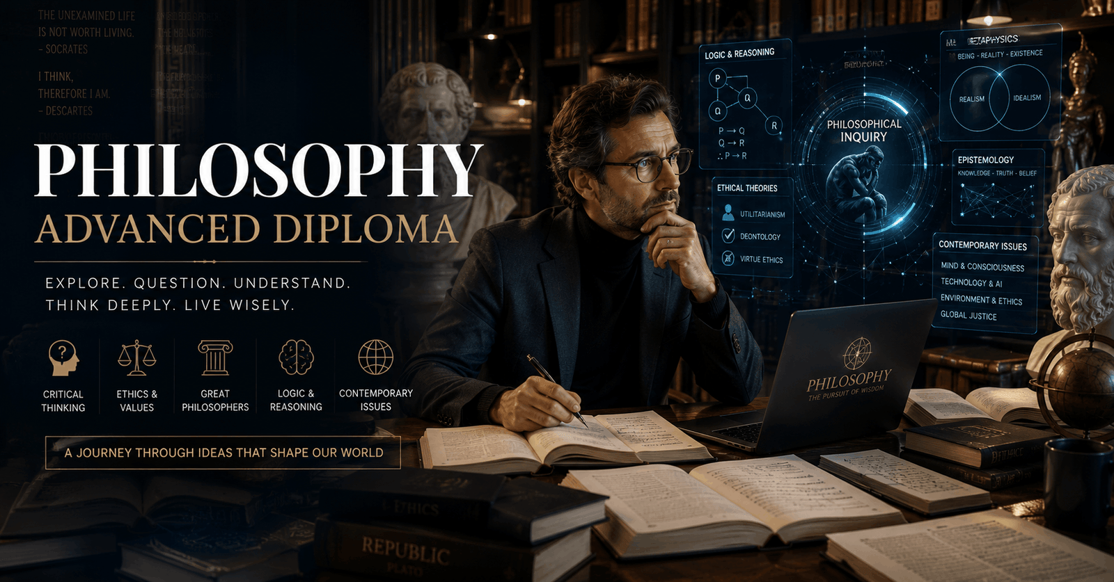 Modern philosophy study environment for Philosophy Advanced Diploma online course