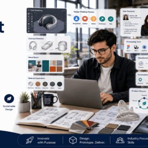 Professional Product Design Diploma course featuring CAD design, prototyping, UX design, and product development.