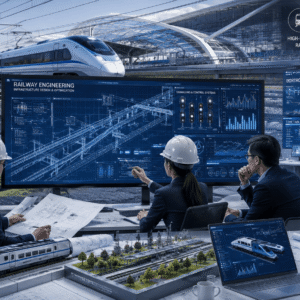 Professional railway engineering diploma training with rail infrastructure and high-speed train systems