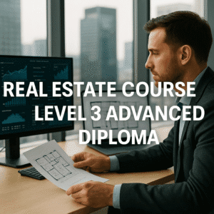 Modern property consultant reviewing real estate market trends – Real Estate Course Level 3 Advanced Diploma