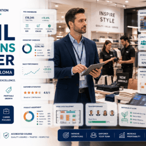 Professional Retail Operations Management course featuring store management, merchandising, customer service, and retail analytics.