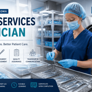 Sterile Services Technician performing medical instrument sterilisation in a modern healthcare facility
