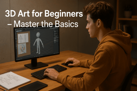 3D art for beginners learning 3D modelling and sculpting using Blender and ZBrush software.