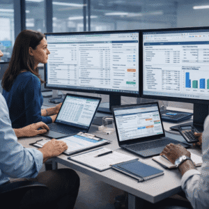 AAT Level 3 Diploma training showing advanced accounting work with financial statements, spreadsheets, and VAT calculations