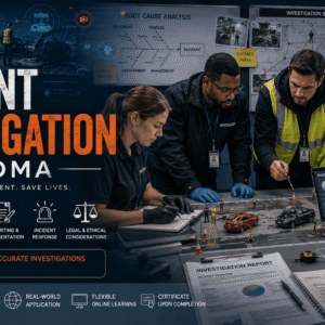 Investigators analysing evidence and reports in an Accident Investigation Diploma course