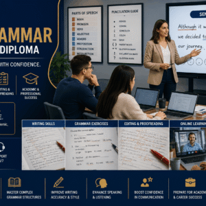 Advanced English Grammar course featuring professional writing, sentence structure, and language learning