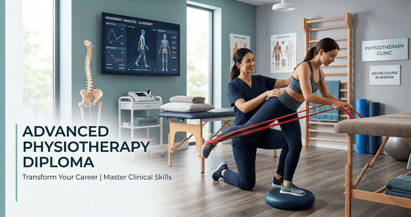 Physiotherapist assisting patient rehabilitation during Advanced Physiotherapy Diploma training