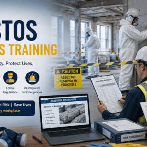 Asbestos Awareness Training showing workers following asbestos safety procedures on a construction site
