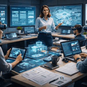 Augmented reality diploma showing AR development, 3D models, immersive interfaces, and interactive digital overlays