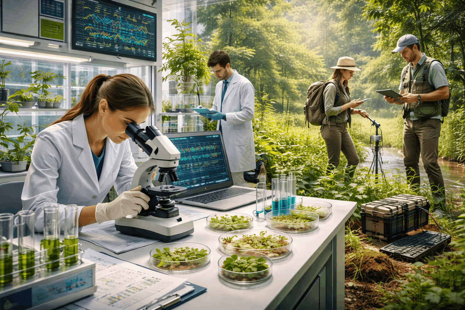 Botany advanced diploma Level 8 showing plant research, laboratory analysis, field studies, and botanical science work