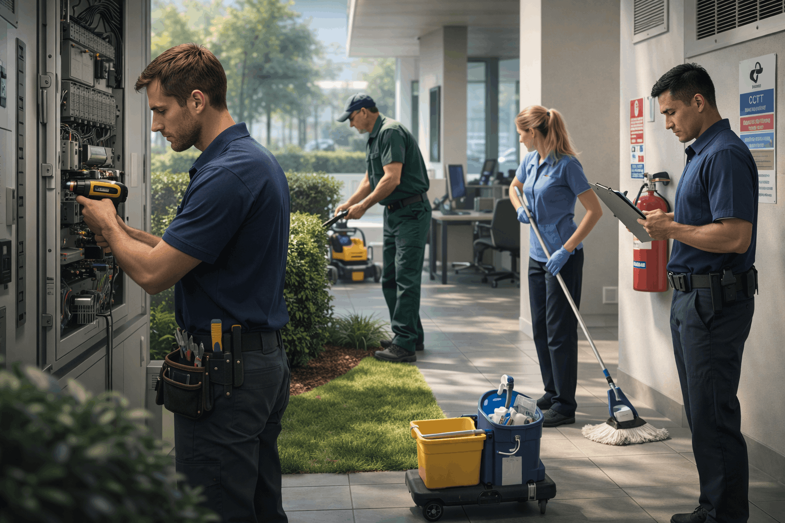 Caretaker advanced diploma Level 3 showing building maintenance, cleaning, groundskeeping, security, and professional caretaking tasks