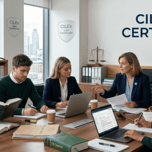 Law student studying UK legal principles during a CILEx Law Certificate training programme