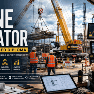 Crane Operator Diploma course showing crane operations and lifting safety on a modern construction site