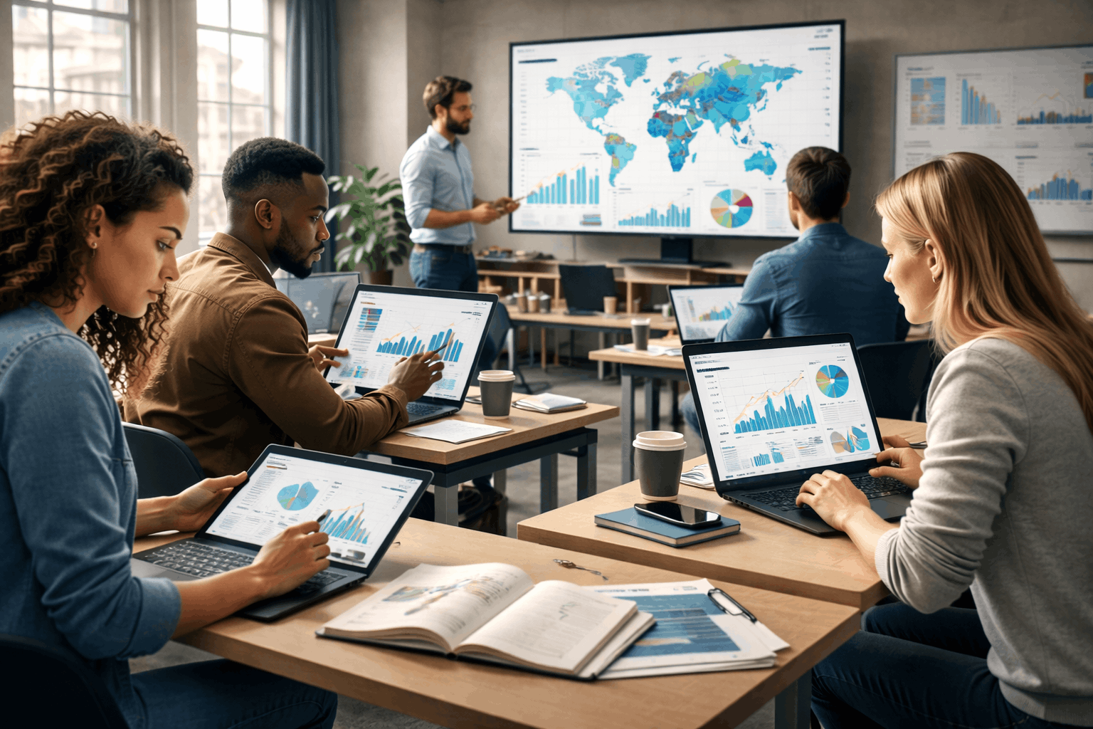 Economics Level 2 students analysing market structures, pricing strategies, and economic policy using charts and data