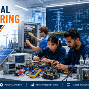 Engineering students working with circuits and power systems in an Electrical Engineering Diploma course