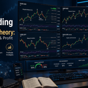 Professional trader analysing Forex charts with Elliott Wave Trading patterns, market forecasts and technical indicators.