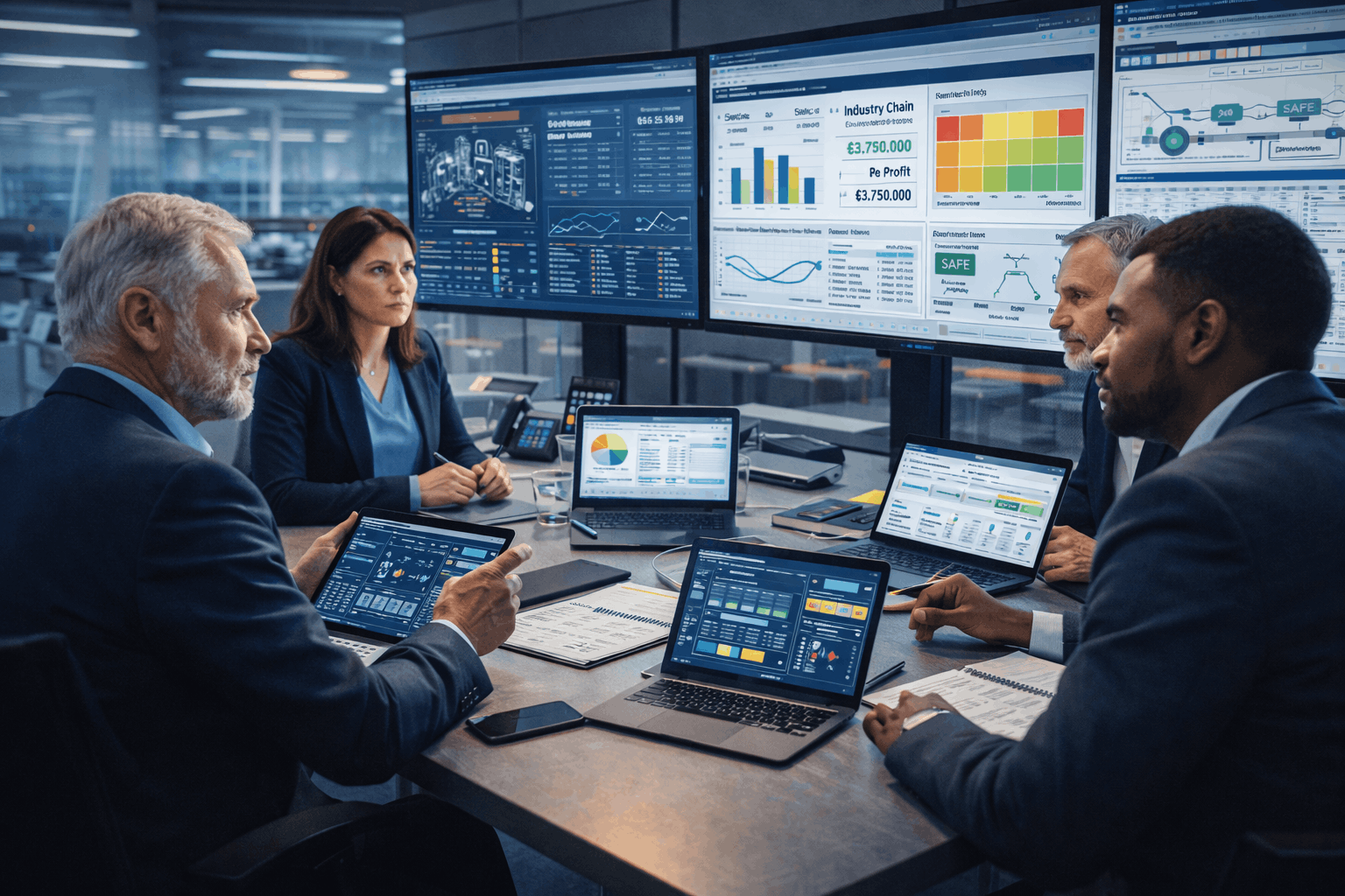 Engineering management diploma Level 8 showing senior engineers leading projects in a modern industrial and corporate setting