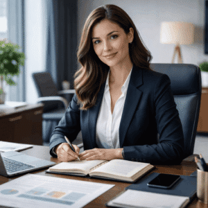 Executive secretary course showing a professional office assistant supporting senior management in a modern corporate office