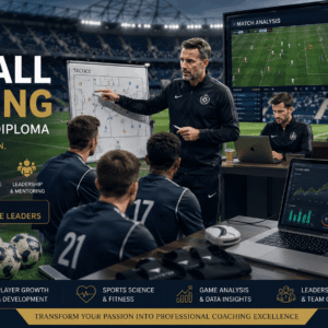 Football Coaching Diploma trainers analysing tactics and leading professional football training sessions