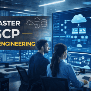 Data engineers building pipelines on cloud dashboards for a GCP data engineering training course